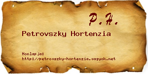 Petrovszky Hortenzia névjegykártya
